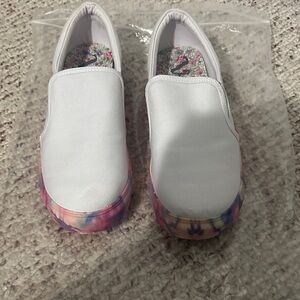Woman's  White and Pink Slip-On Shoes